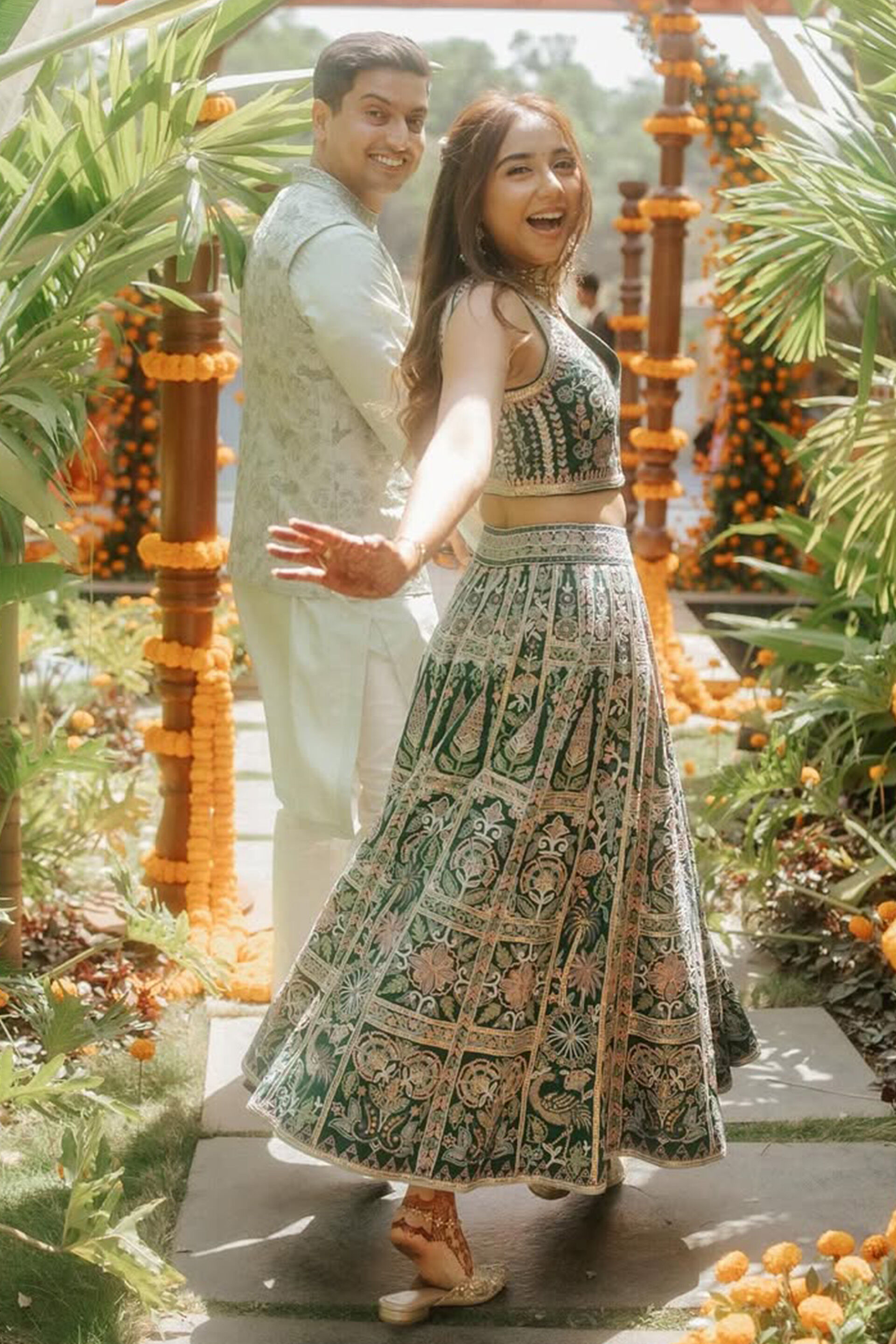 The Greens Embroidered Nehru Jacket Set - Sage Green, , image 4